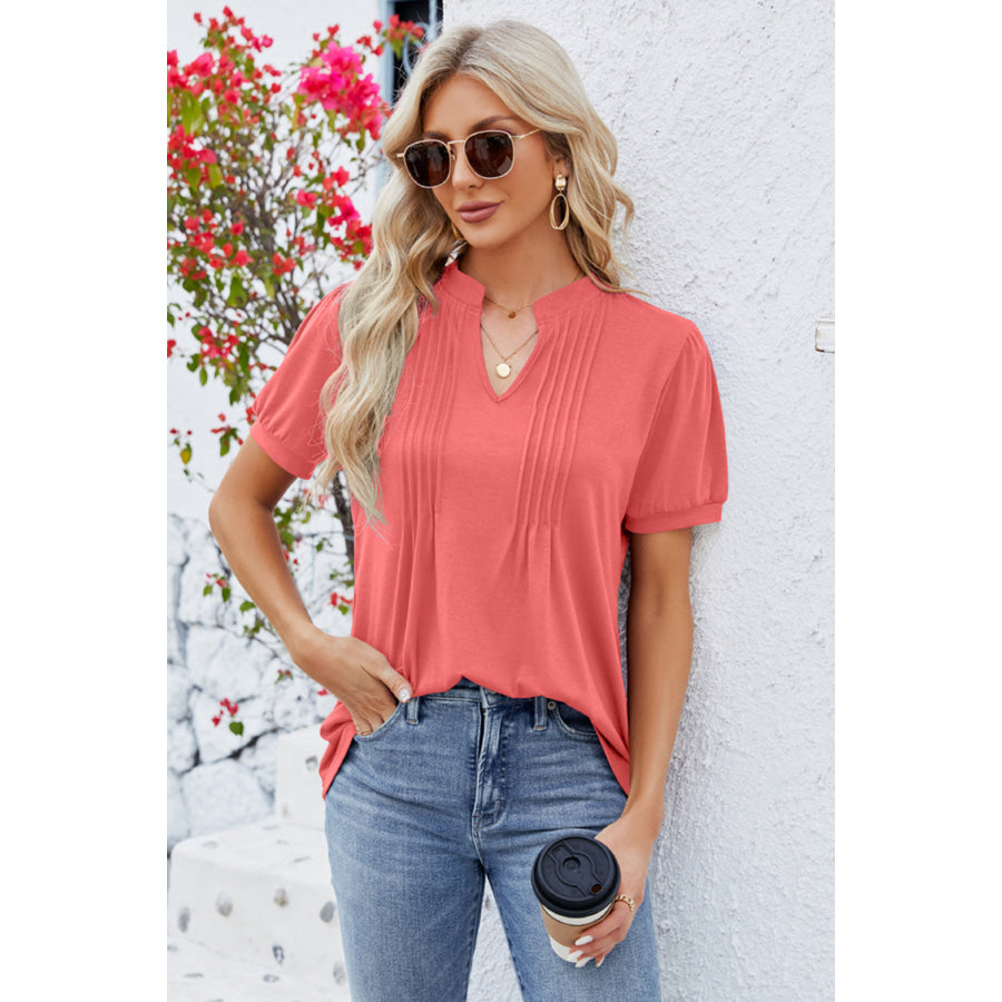 Notched Short Sleeve T-Shirt Apparel and Accessories