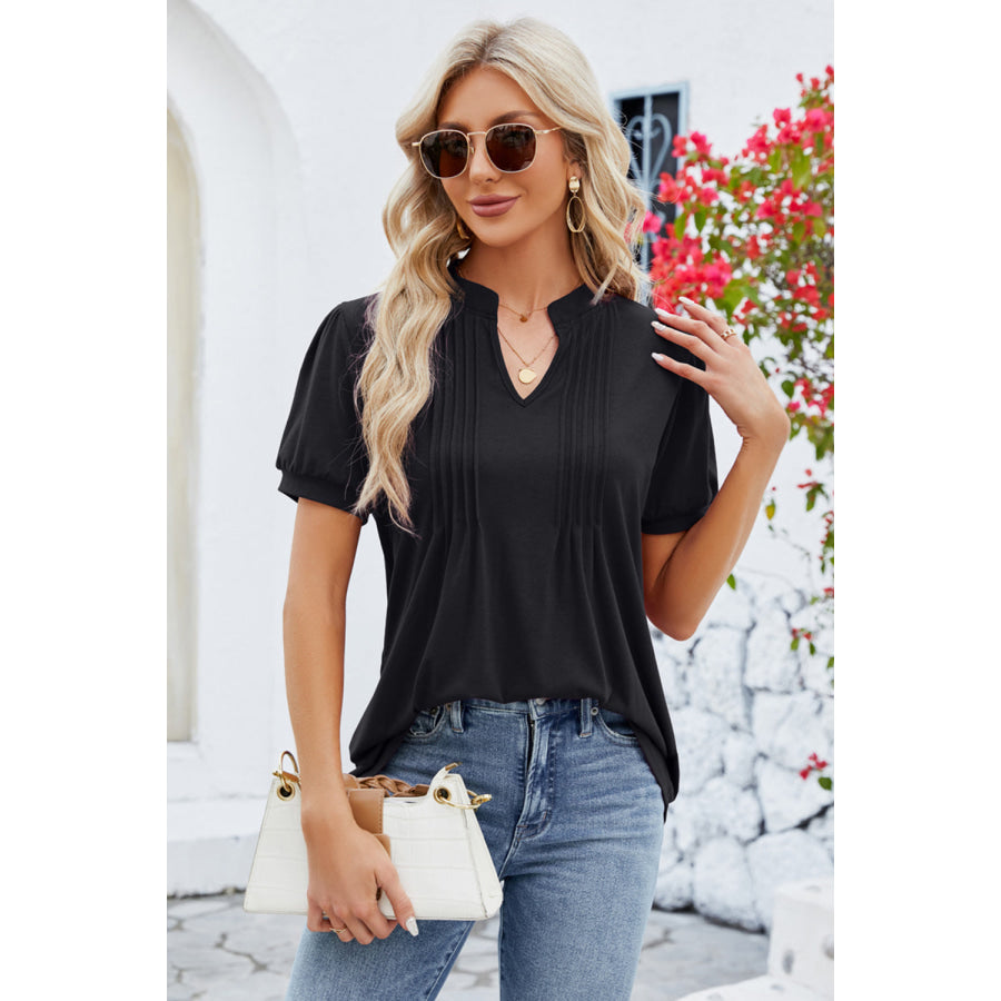 Notched Short Sleeve T-Shirt Apparel and Accessories