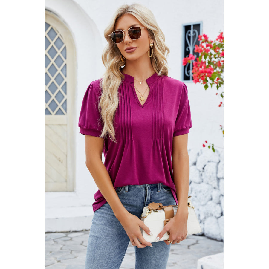 Notched Short Sleeve T-Shirt Apparel and Accessories