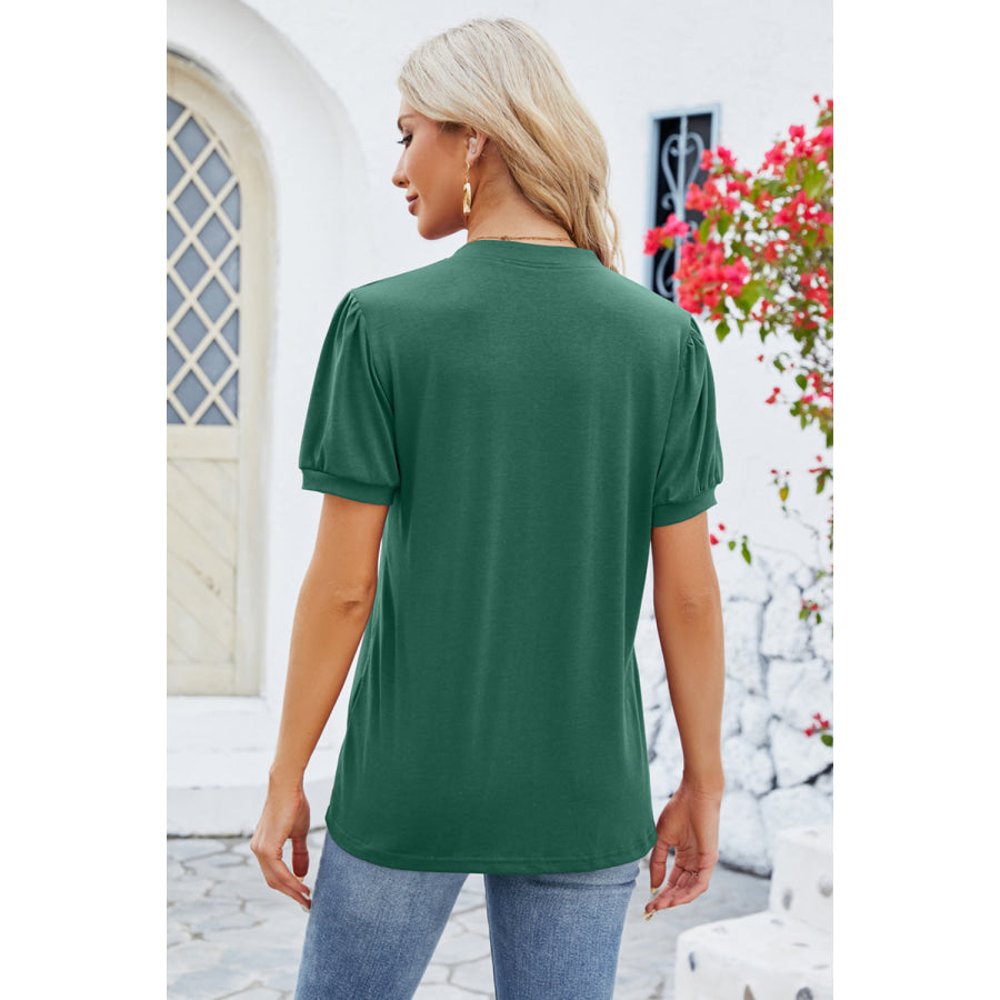 Notched Short Sleeve T-Shirt Apparel and Accessories