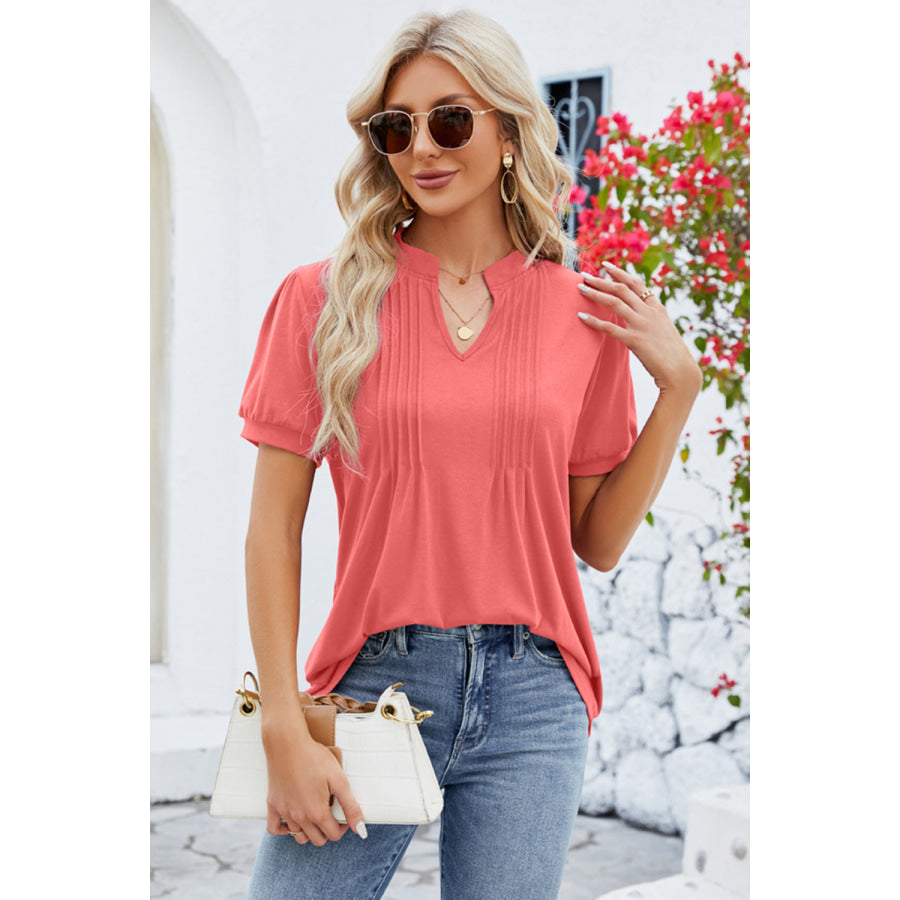 Notched Short Sleeve T-Shirt Apparel and Accessories