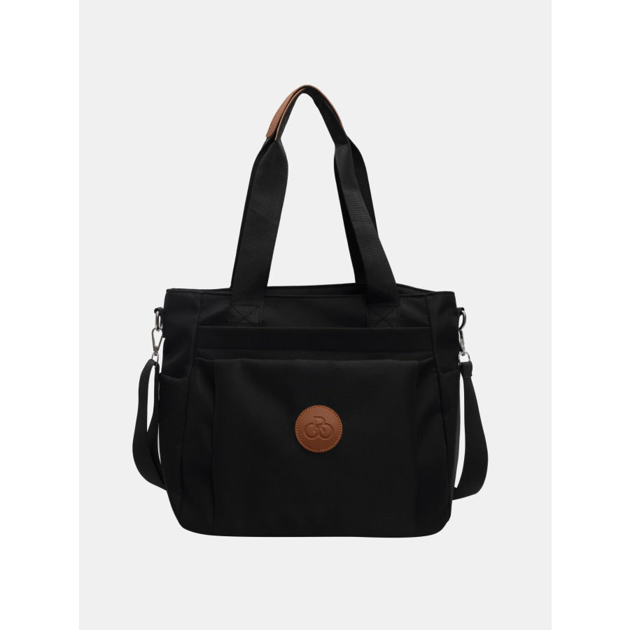 Nylon Solid Color Tote Bag Black / One Size Apparel and Accessories