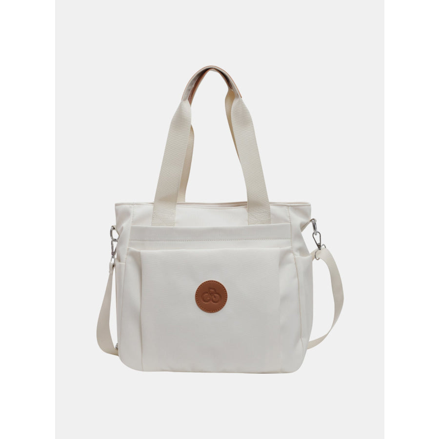 Nylon Solid Color Tote Bag White / One Size Apparel and Accessories