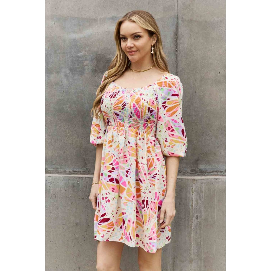 ODDI Full Size Floral Print Mini Dress Clothing