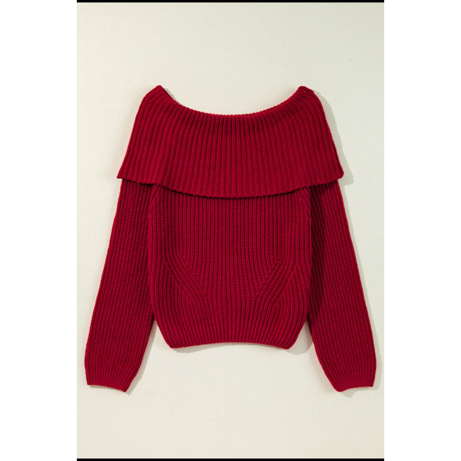 Off-Shoulder Long Sleeve Sweater Apparel and Accessories