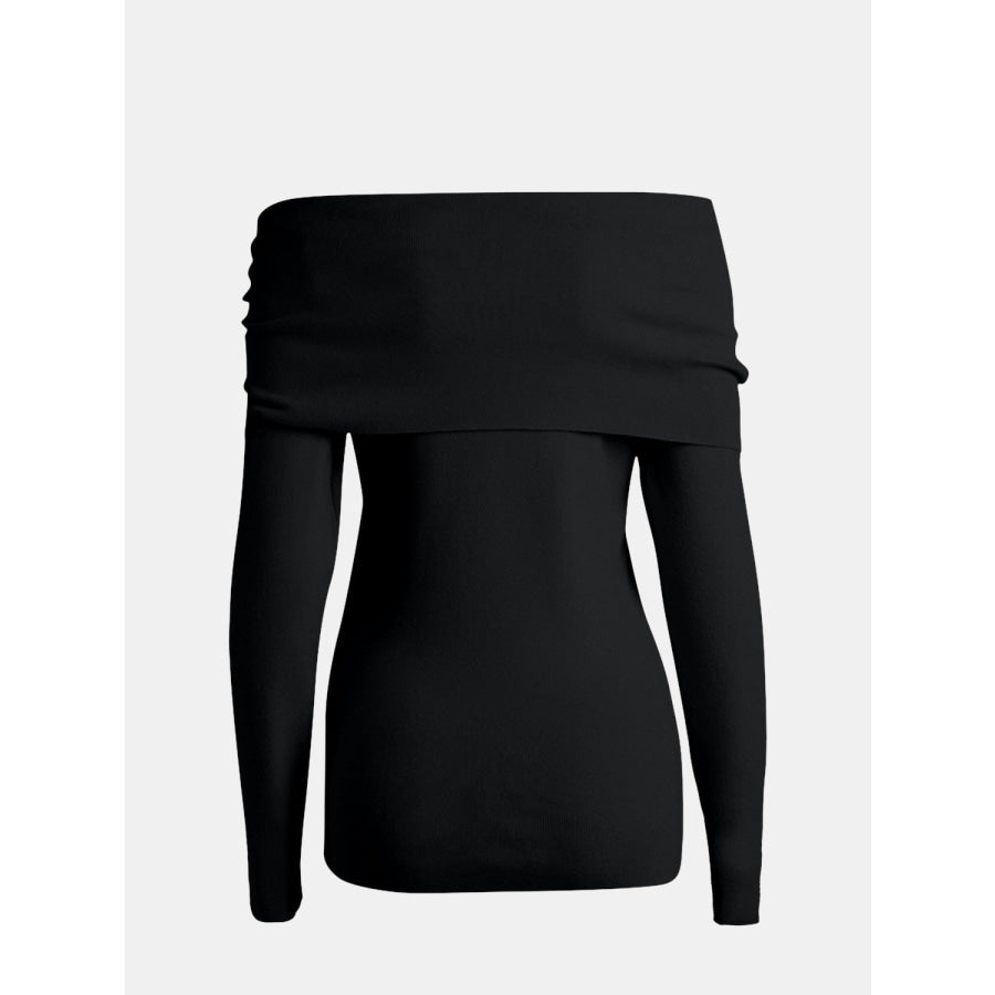 Off-Shoulder Long Sleeve Sweater Apparel and Accessories