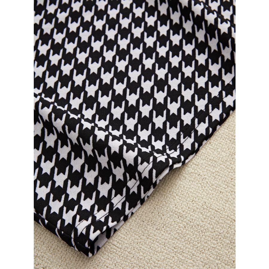 Off-Shoulder Long Sleeve Top and Houndstooth Skirt Set Apparel and Accessories