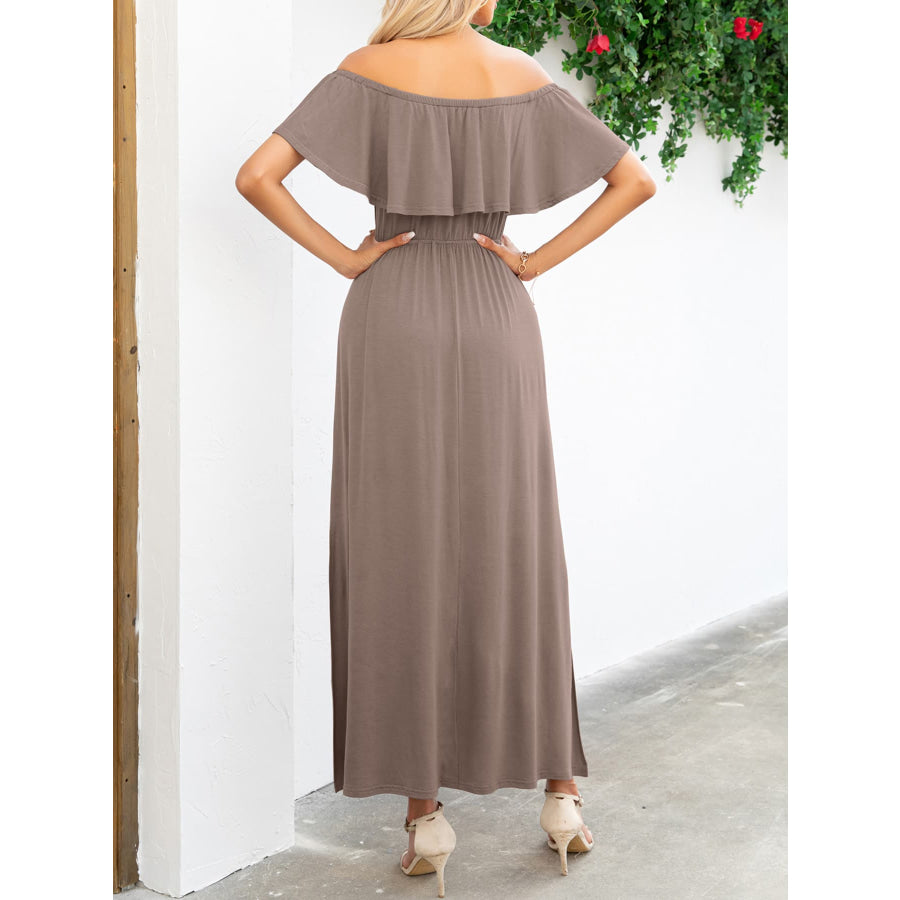 Off-Shoulder Slit Maxi Dress