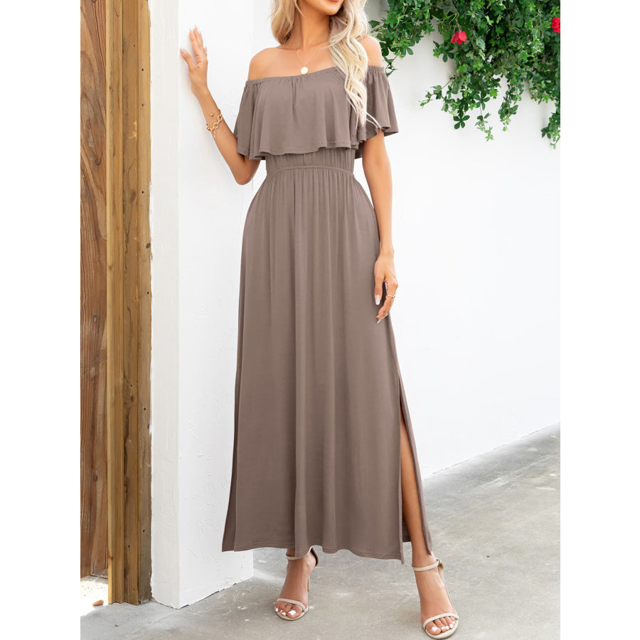 Off-Shoulder Slit Maxi Dress