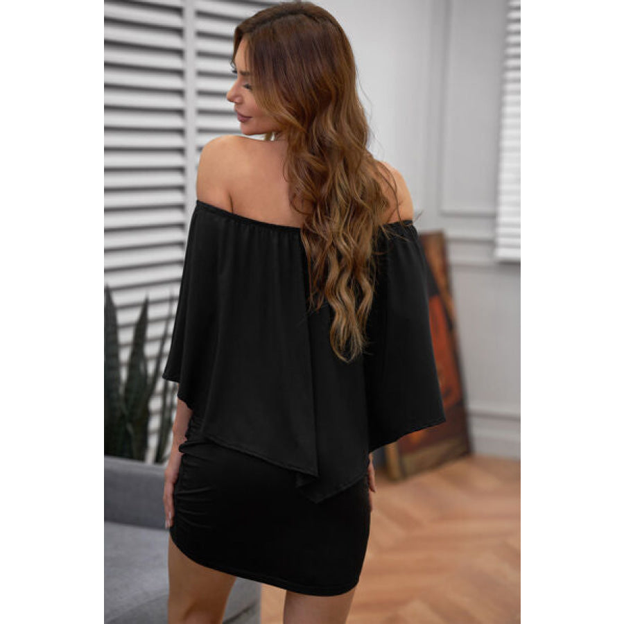 Off - Shoulder Three - Quarter Sleeve Mini Dress Apparel and Accessories
