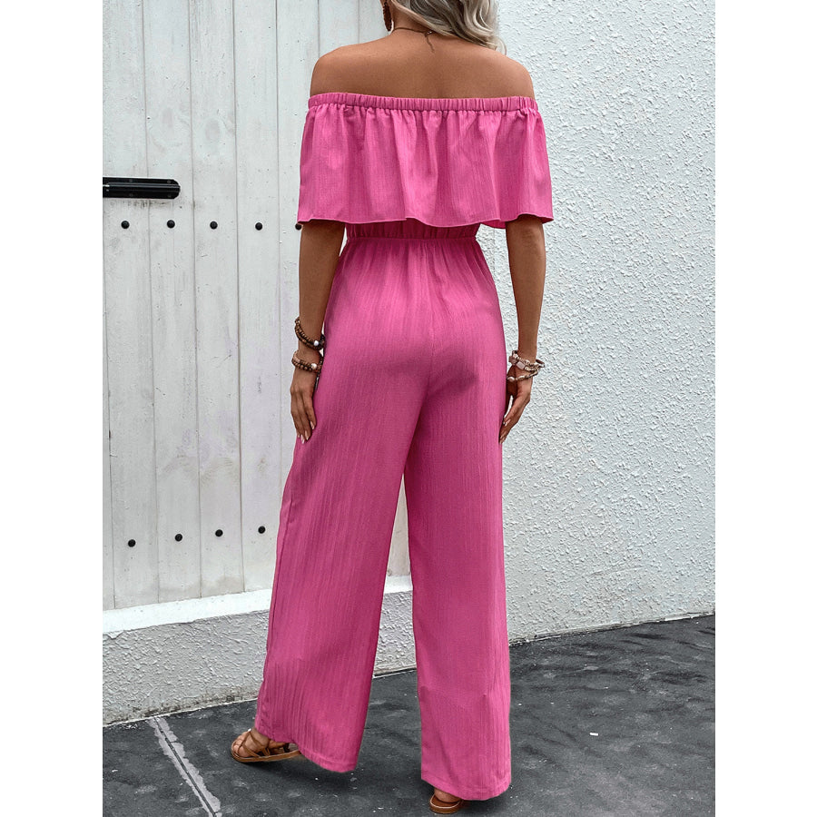 Off-Shoulder Wide Leg Jumpsuit Apparel and Accessories