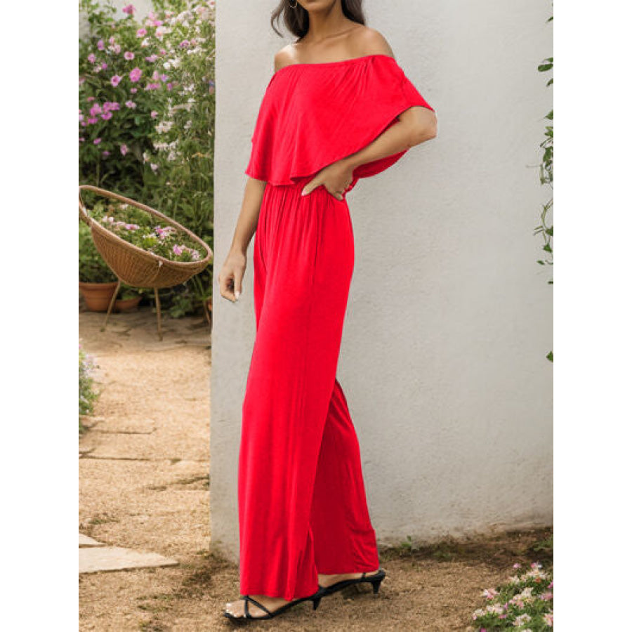 Off - Shoulder Wide Leg Jumpsuit Apparel and Accessories