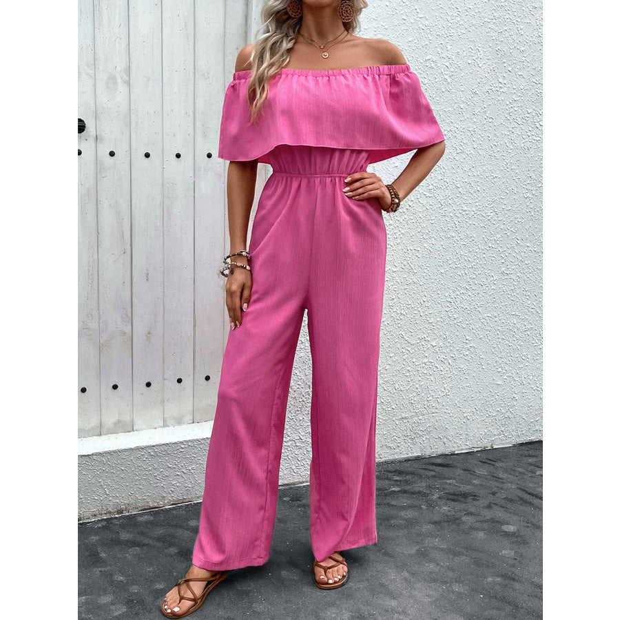 Off-Shoulder Wide Leg Jumpsuit Apparel and Accessories