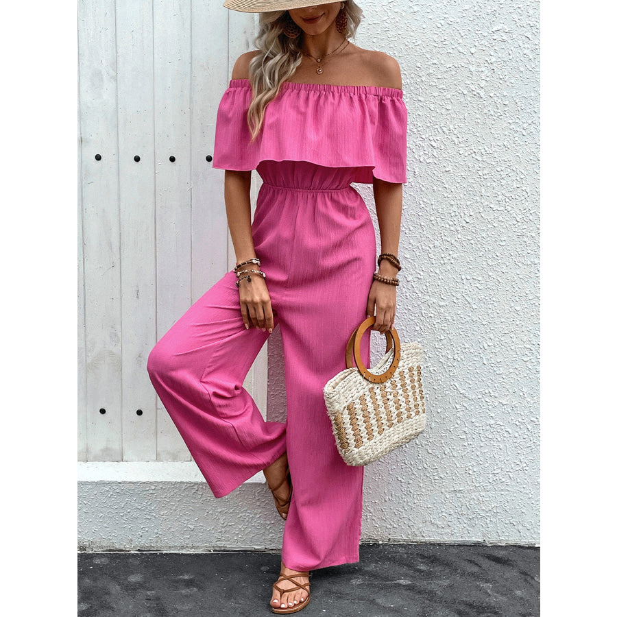 Off-Shoulder Wide Leg Jumpsuit Apparel and Accessories