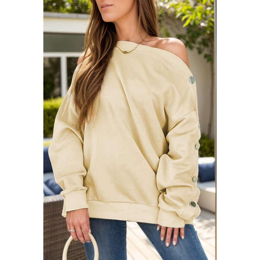 One Shoulder Long Sleeve Top Ivory / S Apparel and Accessories