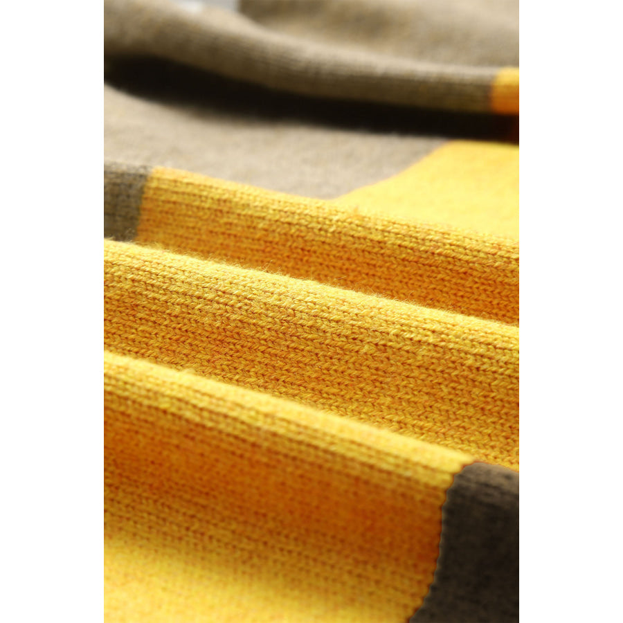 Open Front Color Block Cardigan Apparel and Accessories