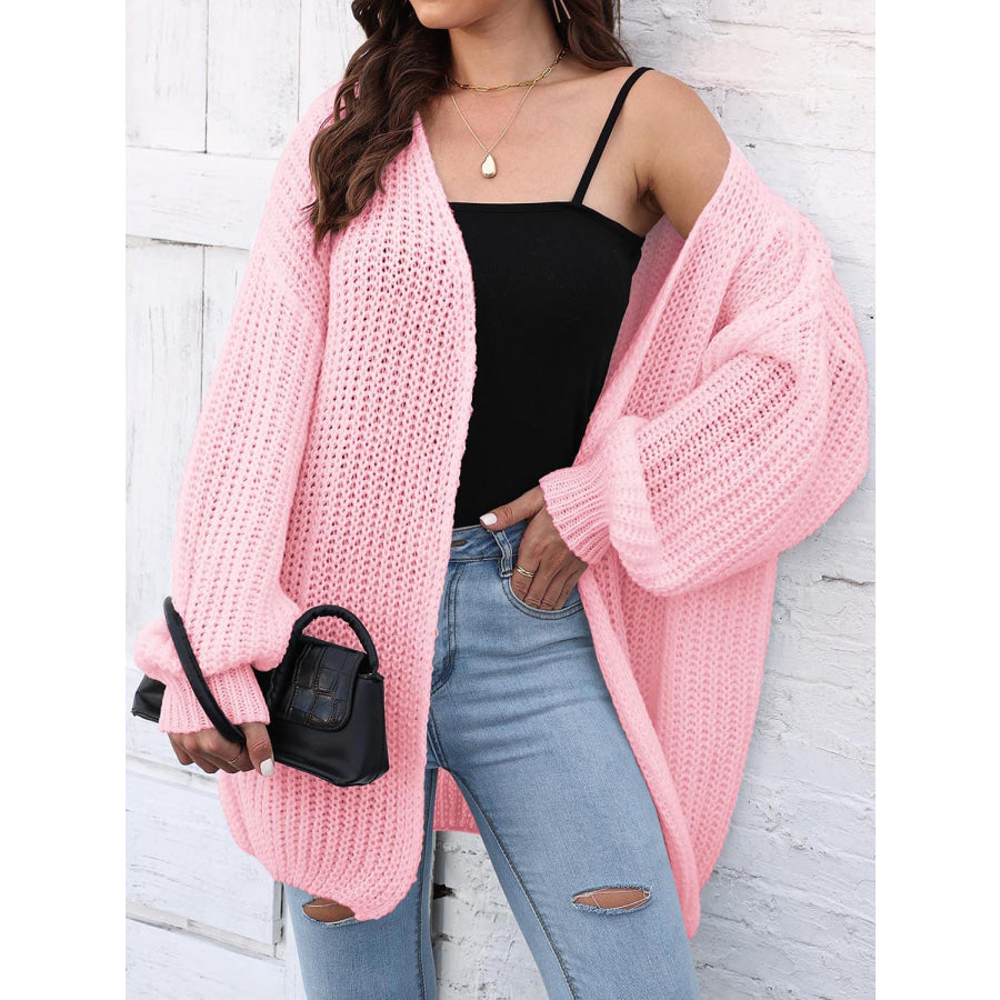 Open Front Dropped Shoulder Longline Cardigan