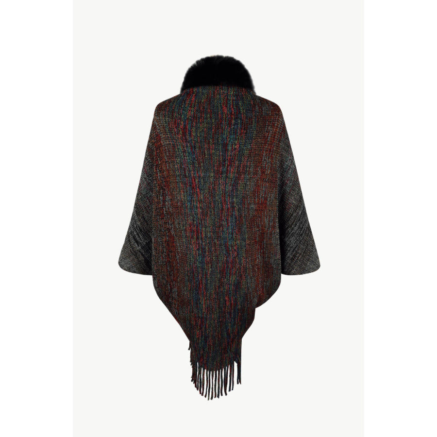 Open Front Fringe Hem Poncho