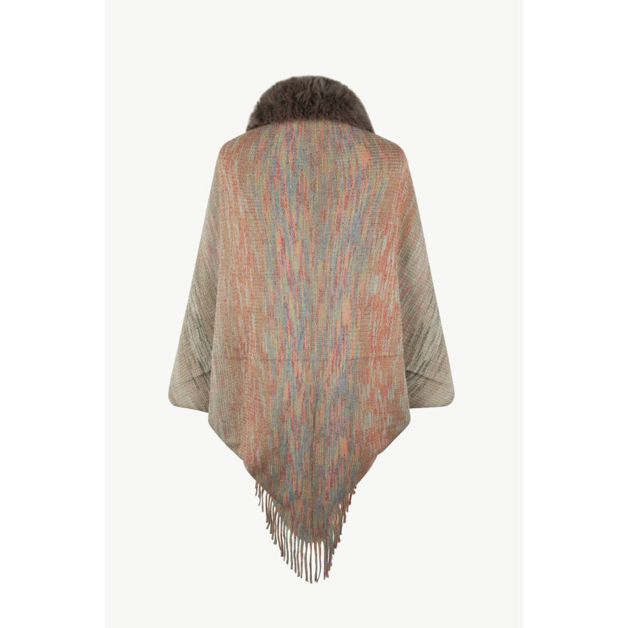 Open Front Fringe Hem Poncho