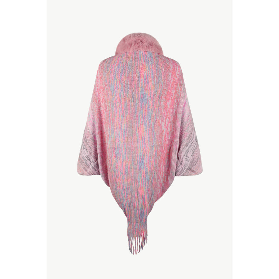 Open Front Fringe Hem Poncho