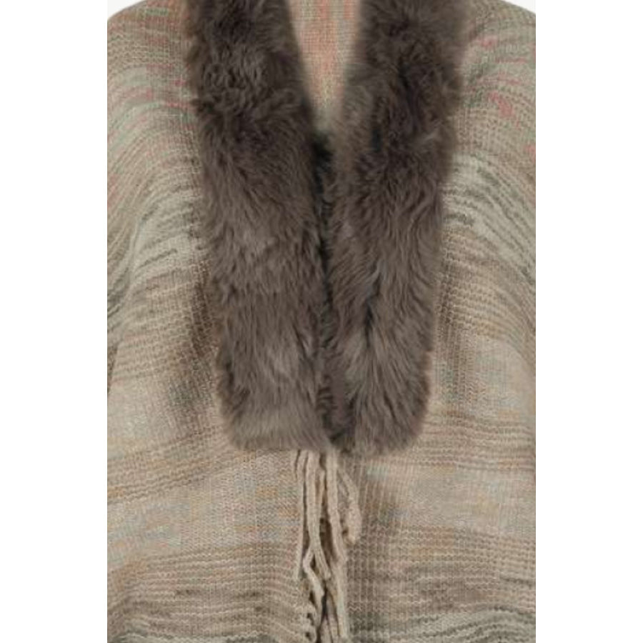 Open Front Fringe Hem Poncho
