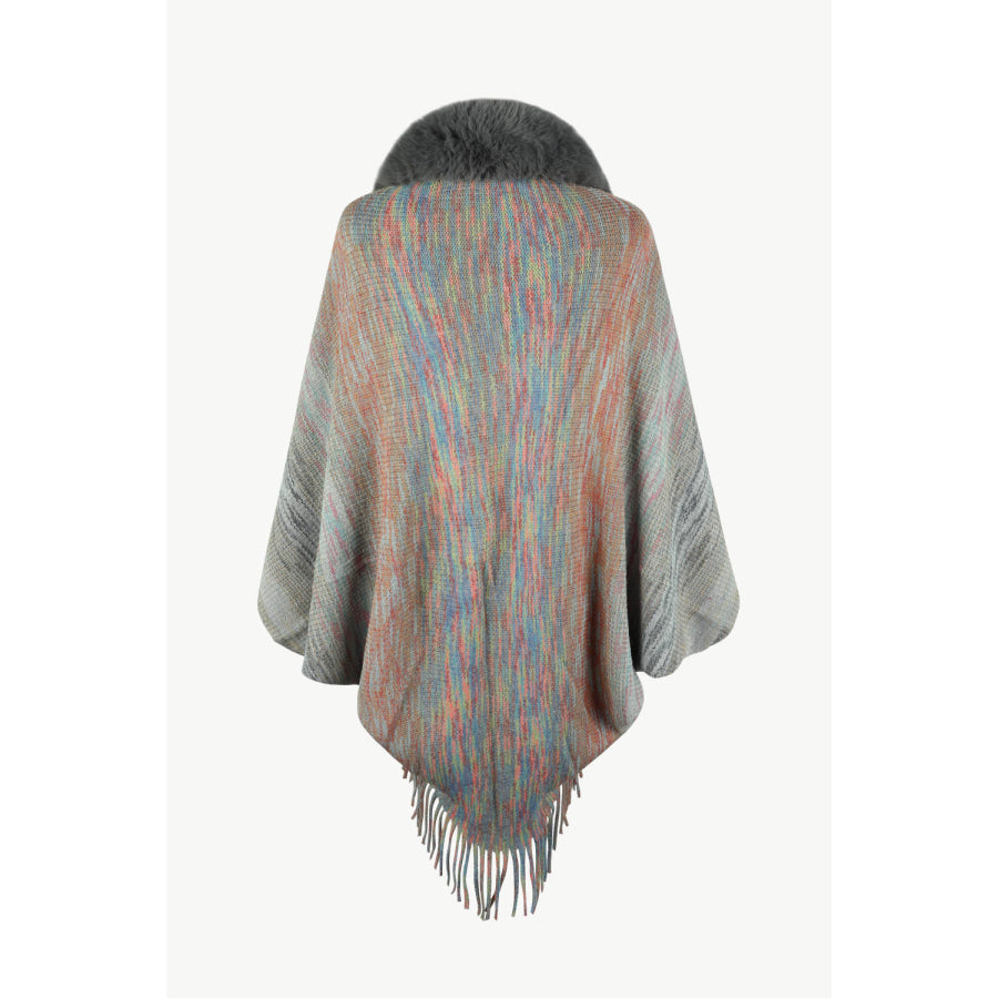 Open Front Fringe Hem Poncho