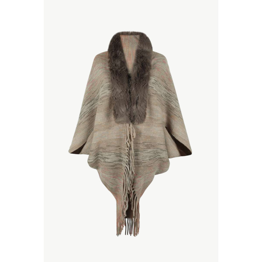 Open Front Fringe Hem Poncho