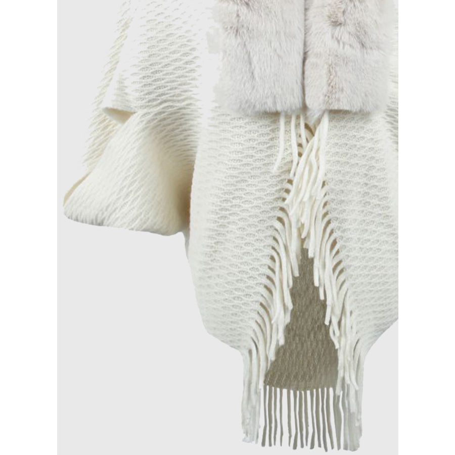 Open Front Fringe Hem Poncho