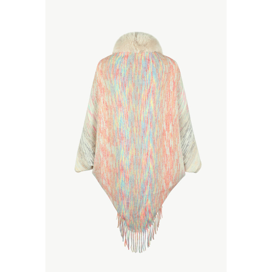 Open Front Fringe Hem Poncho
