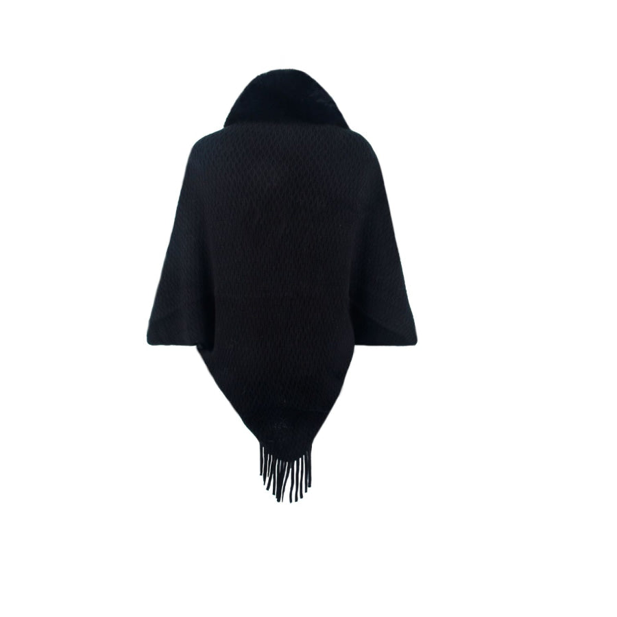 Open Front Fringe Hem Poncho