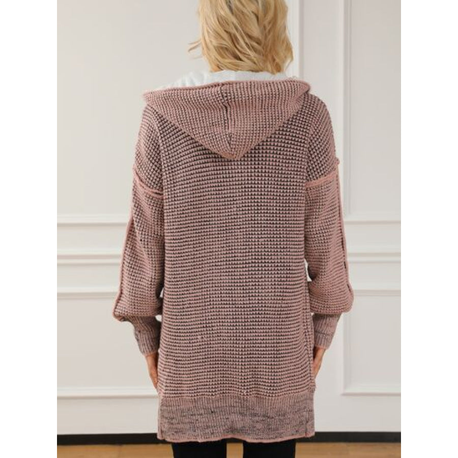 Open Front Hooded Winter Coat with Pockets Clothing