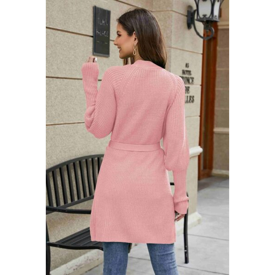 Open Front Lantern Sleeve Cardigan Clothing