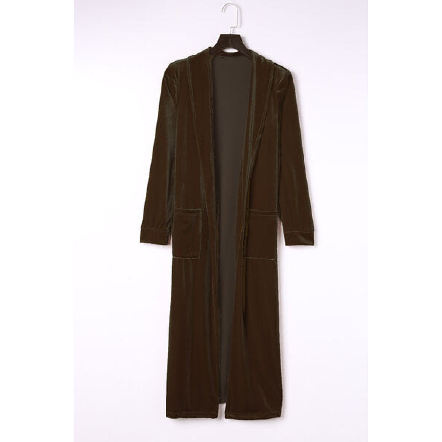 Open Front Long Sleeve Cover Up Chocolate / S Apparel and Accessories