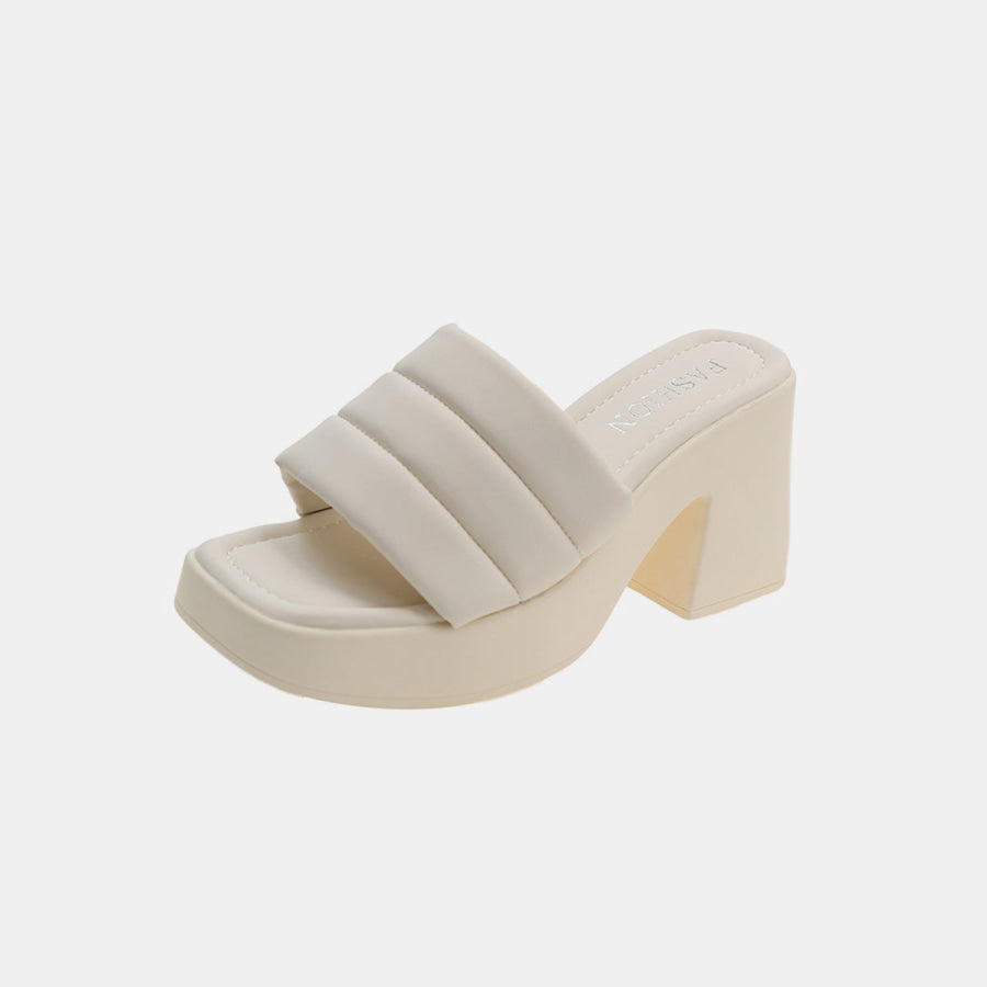 Open Toe Block Heel Sandals Ivory / 35(US4) Apparel and Accessories