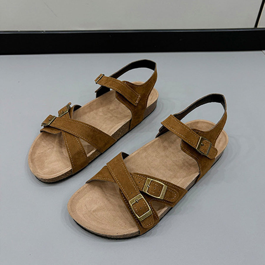 Open Toe Flat Buckle Sandals Apparel and Accessories
