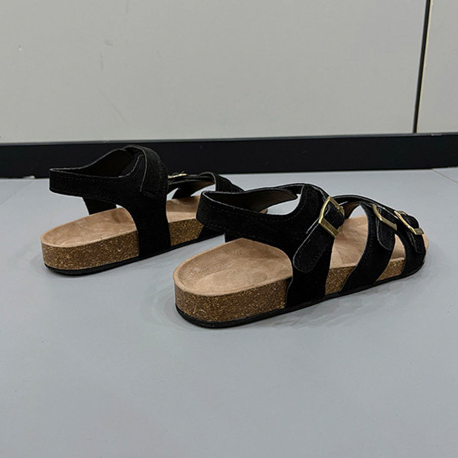 Open Toe Flat Buckle Sandals Apparel and Accessories