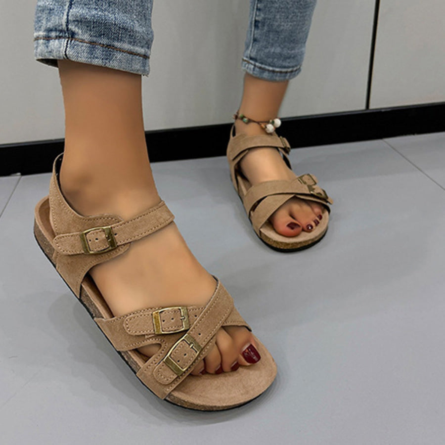 Open Toe Flat Buckle Sandals Apparel and Accessories
