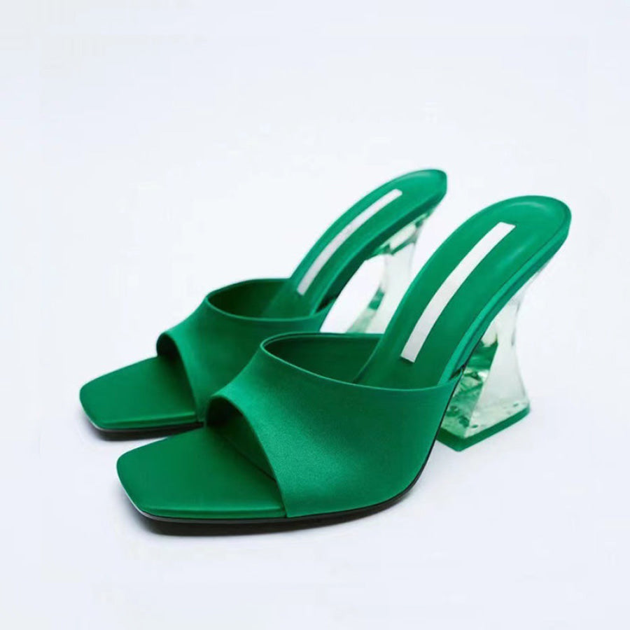 Open Toe High Heel Sandals Dark Green / 36(US5) Apparel and Accessories