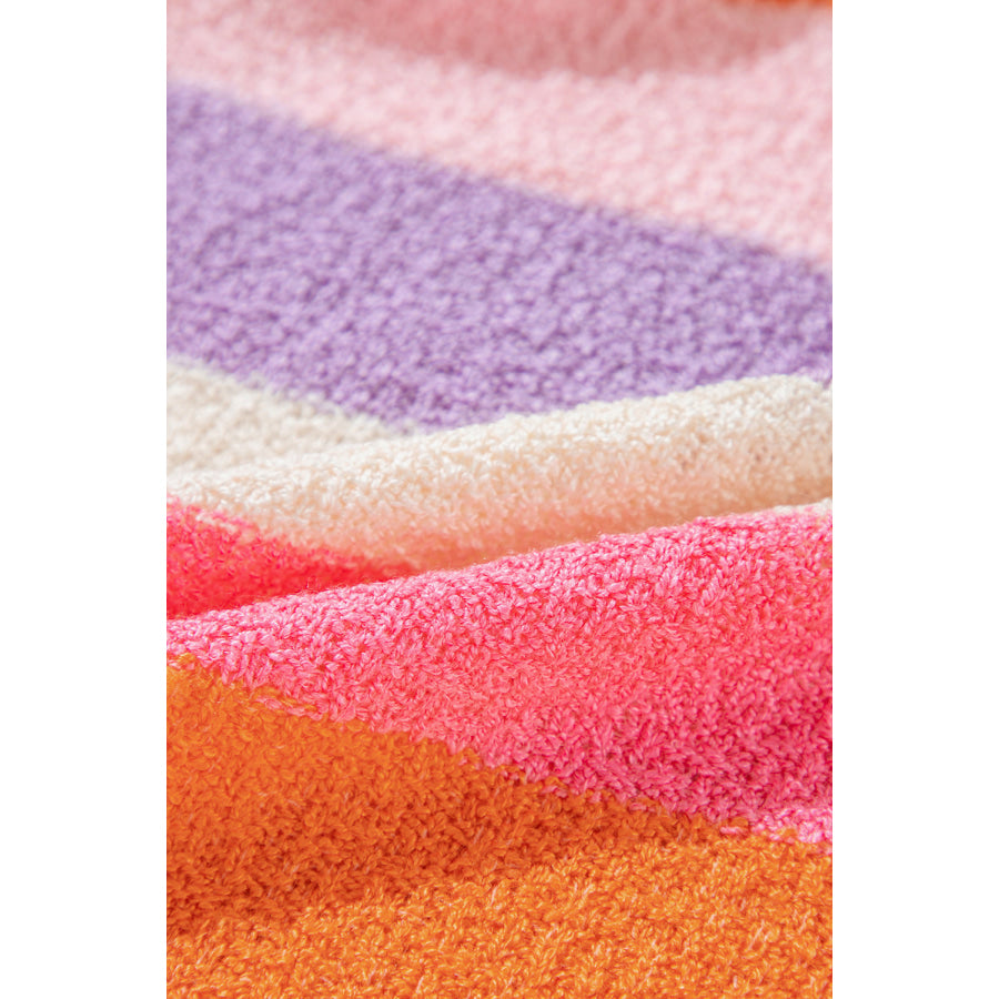 Openwork Color Block Hooded Sweater Apparel and Accessories