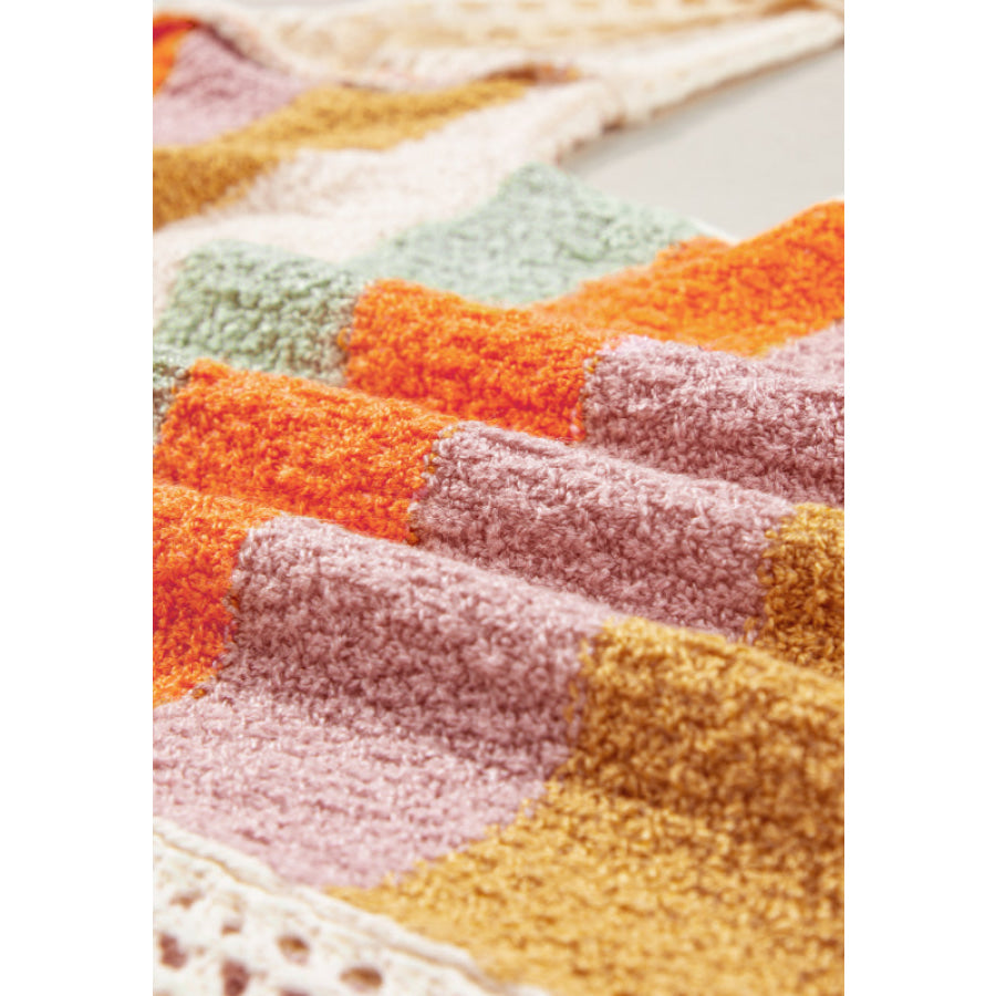 Openwork Color Block Hooded Sweater Apparel and Accessories