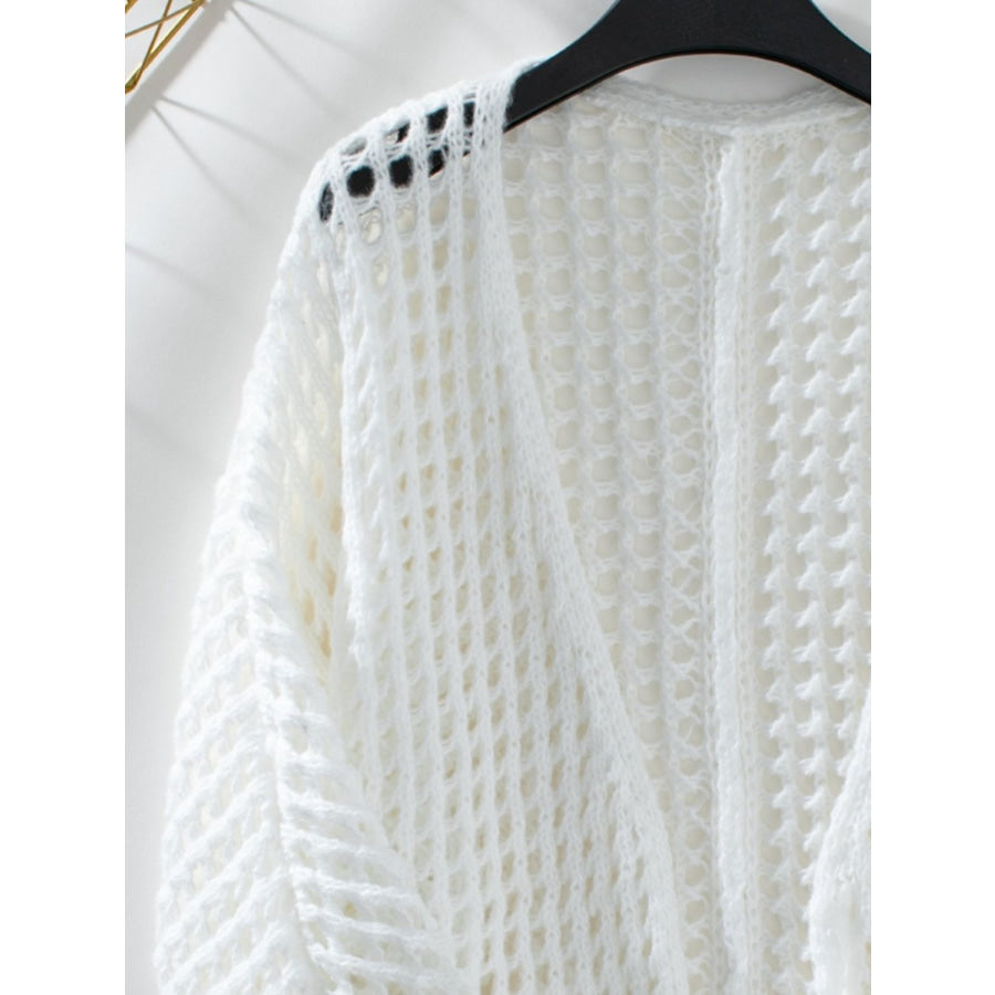 Openwork Open Front Long Sleeve Cardigan Apparel and Accessories