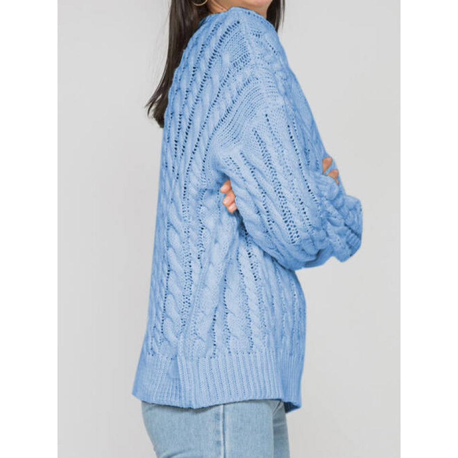 Openwork Round Sleeve Cable-Knit Sweater