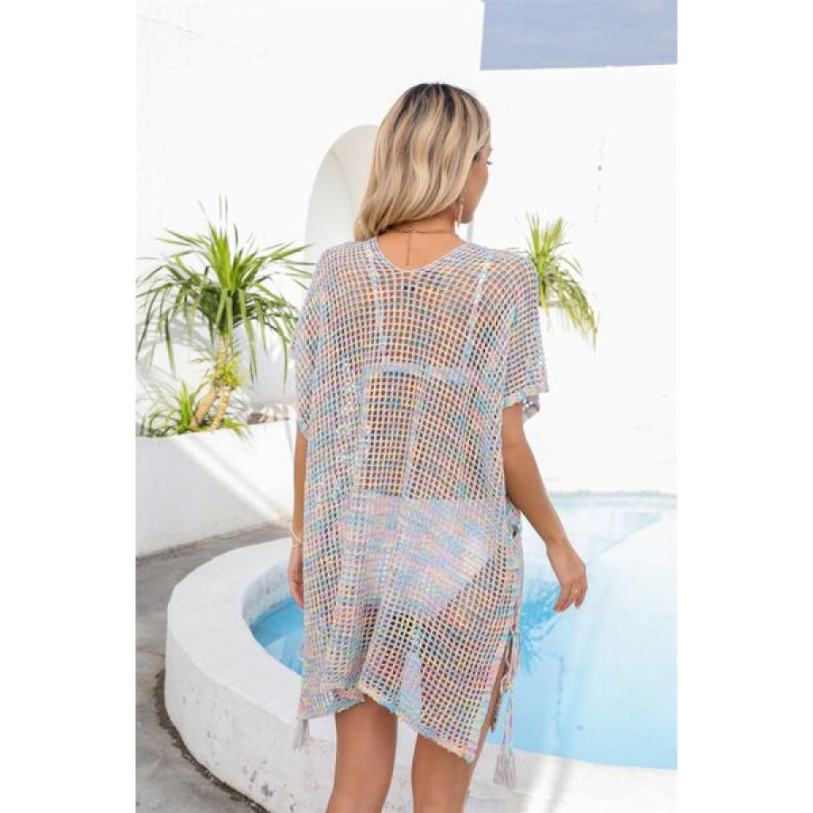 Openwork Slit V - Neck Cover Up True Yellow / One Size Apparel and Accessories