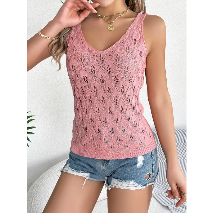 Openwork Wide Strap Knit Vest Shirts & Tops