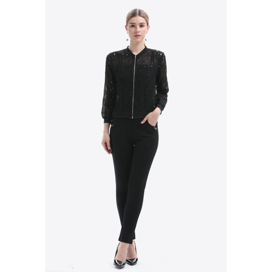 Openwork Zip Up Jacket