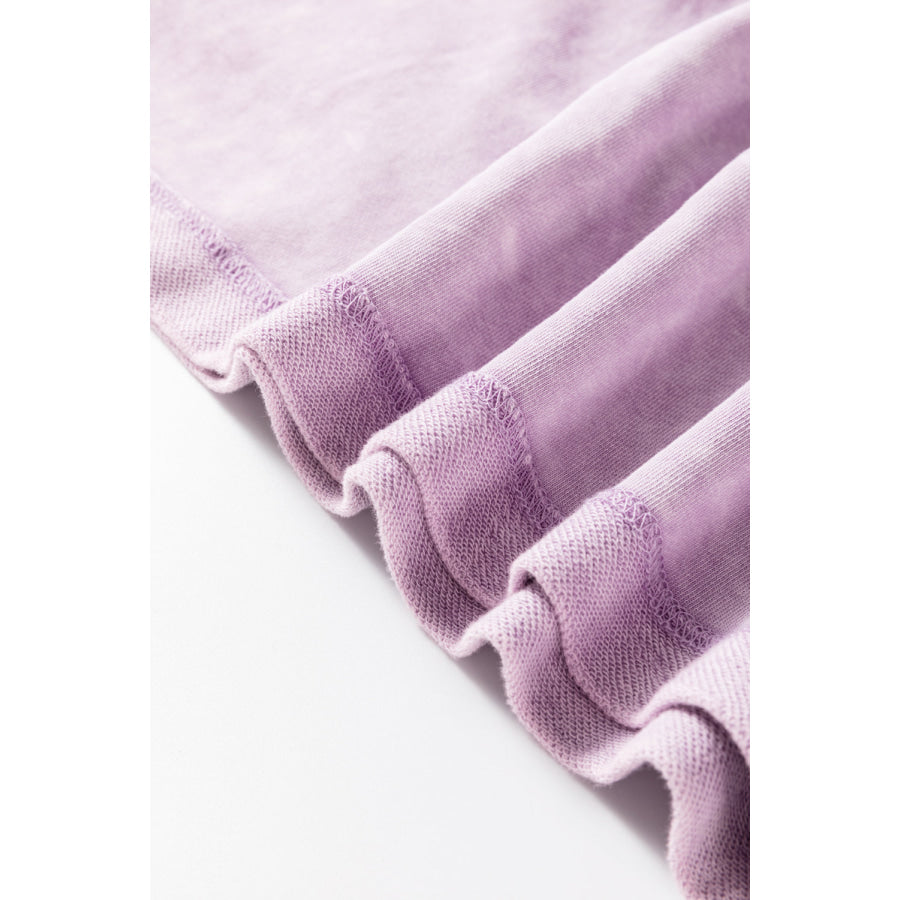 Orchid Petal Mineral Wash Drop Sleeve Patchwork Plus Tee Plus Size/Plus Size Tops/Plus Size Tops & Tees