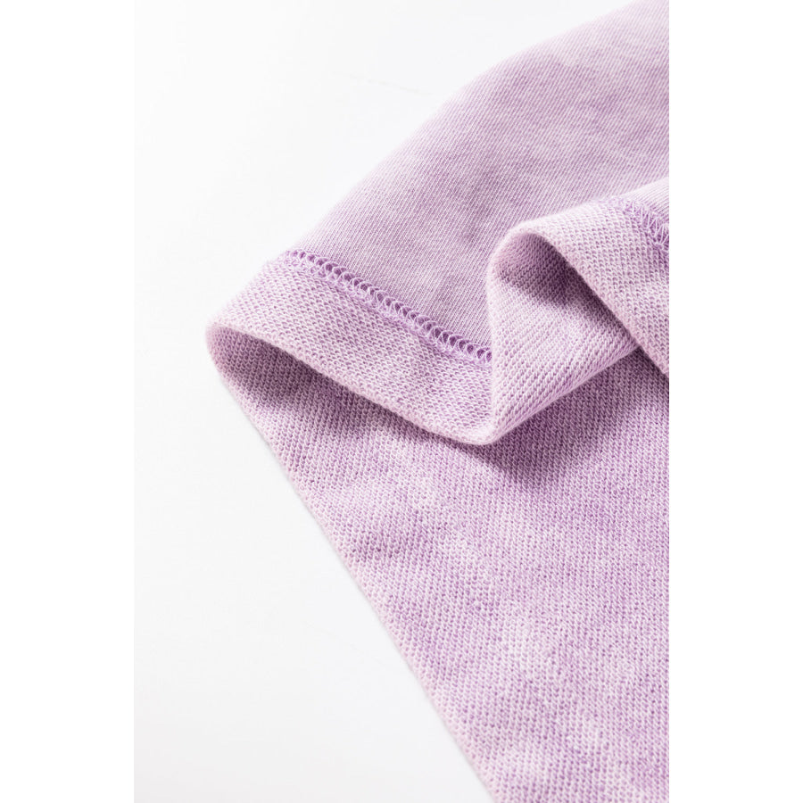 Orchid Petal Mineral Wash Drop Sleeve Patchwork Plus Tee Plus Size/Plus Size Tops/Plus Size Tops & Tees