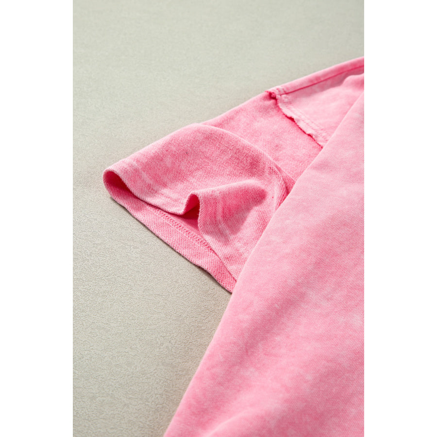 Orchid Petal Mineral Wash Drop Sleeve Patchwork Plus Tee Plus Size/Plus Size Tops/Plus Size Tops & Tees