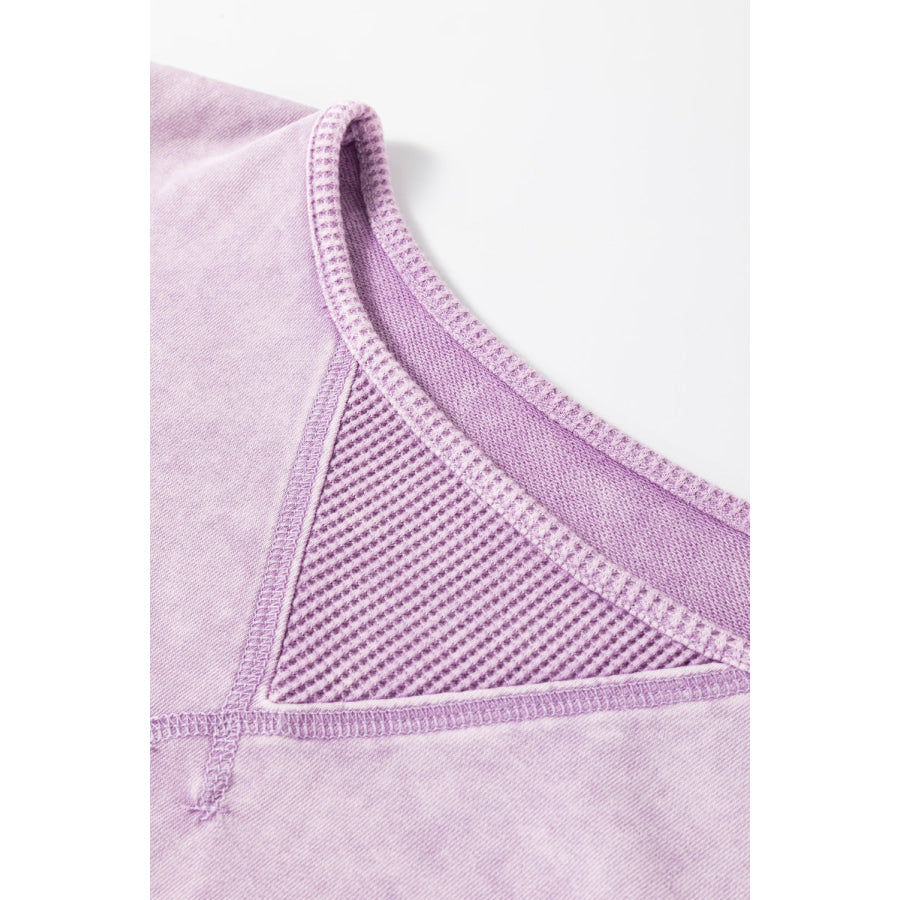 Orchid Petal Mineral Wash Drop Sleeve Patchwork Plus Tee Plus Size/Plus Size Tops/Plus Size Tops & Tees