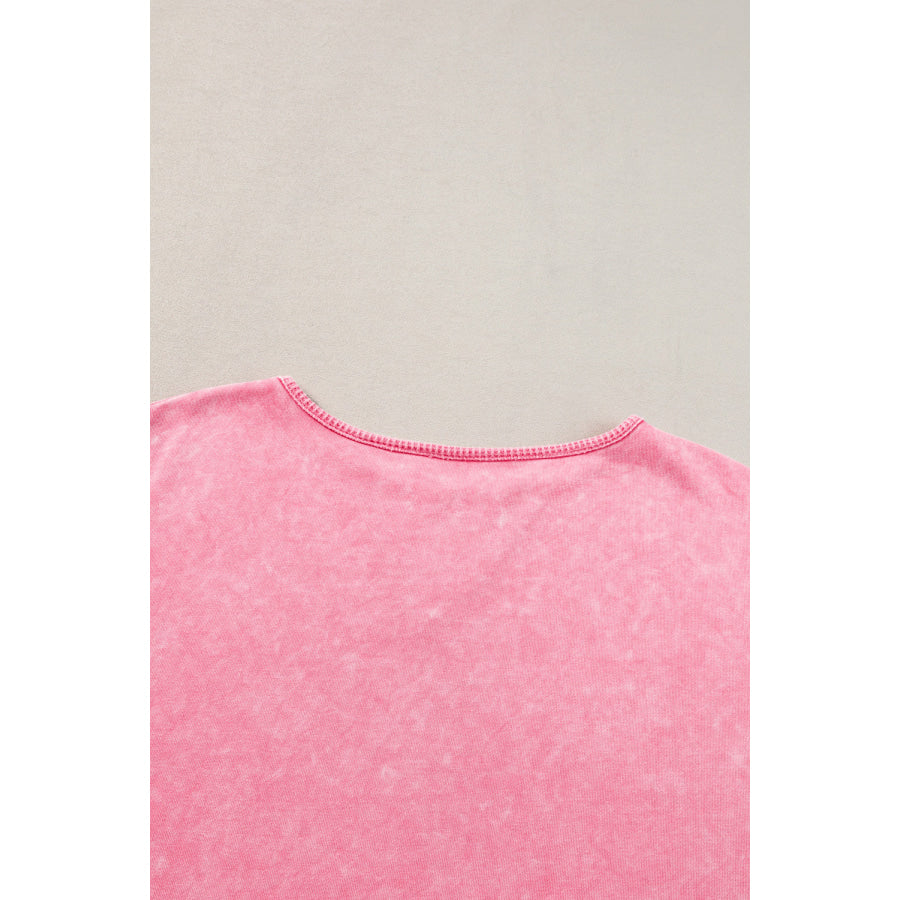 Orchid Petal Mineral Wash Drop Sleeve Patchwork Plus Tee Plus Size/Plus Size Tops/Plus Size Tops & Tees